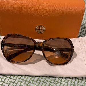 Tory Burch Tortoise Sunglasses with Logo